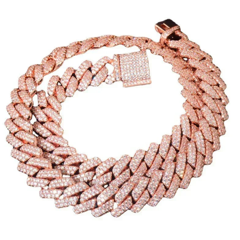 14mm Cuban Chain Necklace with Copper & Zircon - CaratixJewelry