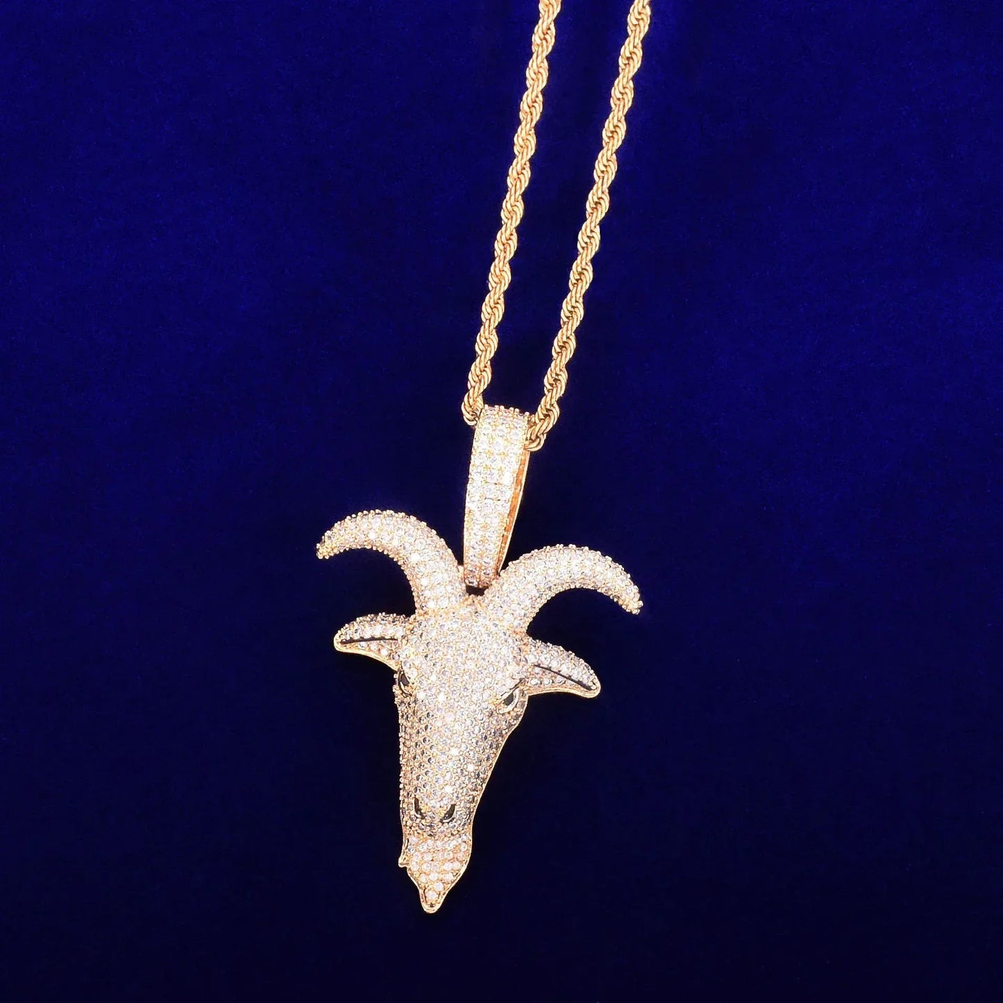 Iced Out Ram Head Pendant | Men's Real Copper CZ Goat Necklace - CaratixJewelry