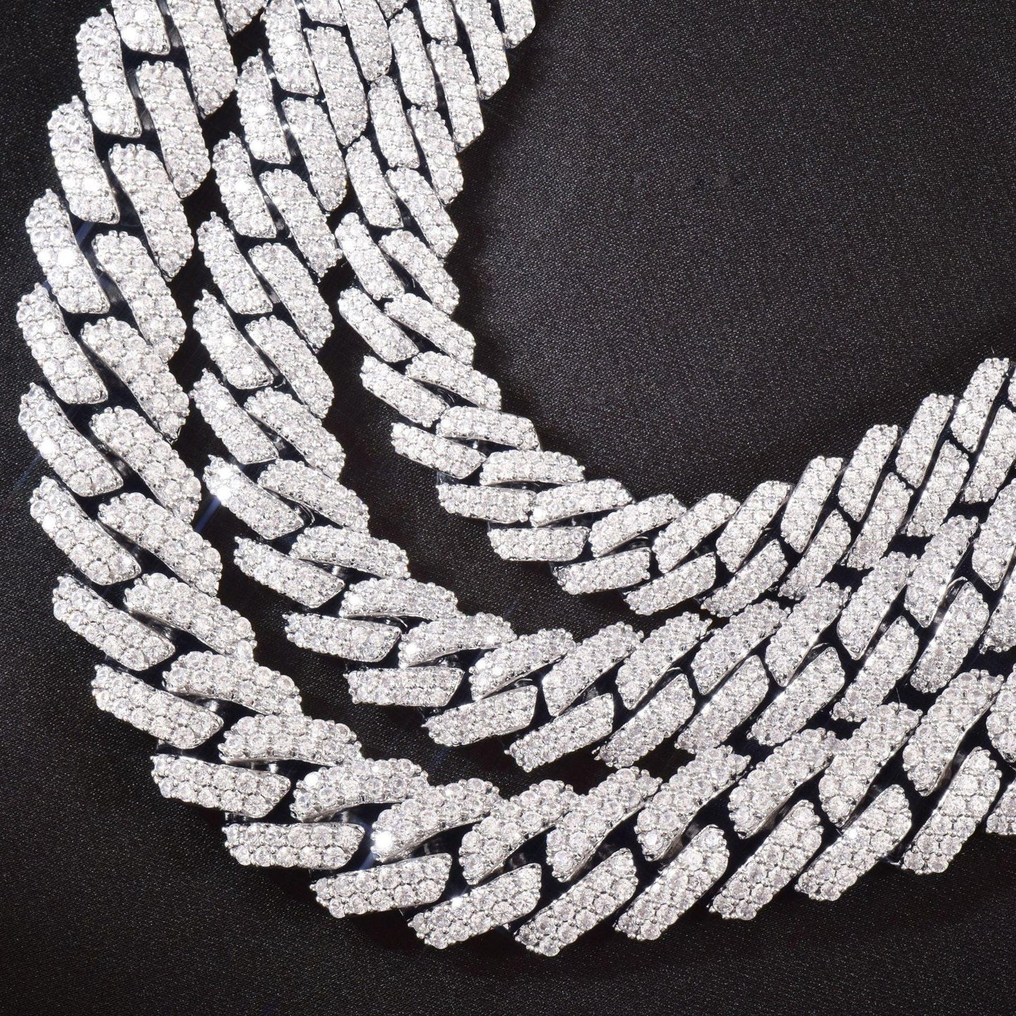 8mm 10mm 12mm Iced Out Double Row Cuban Chain Necklace for Men | Caratix Jewelry - CaratixJewelry