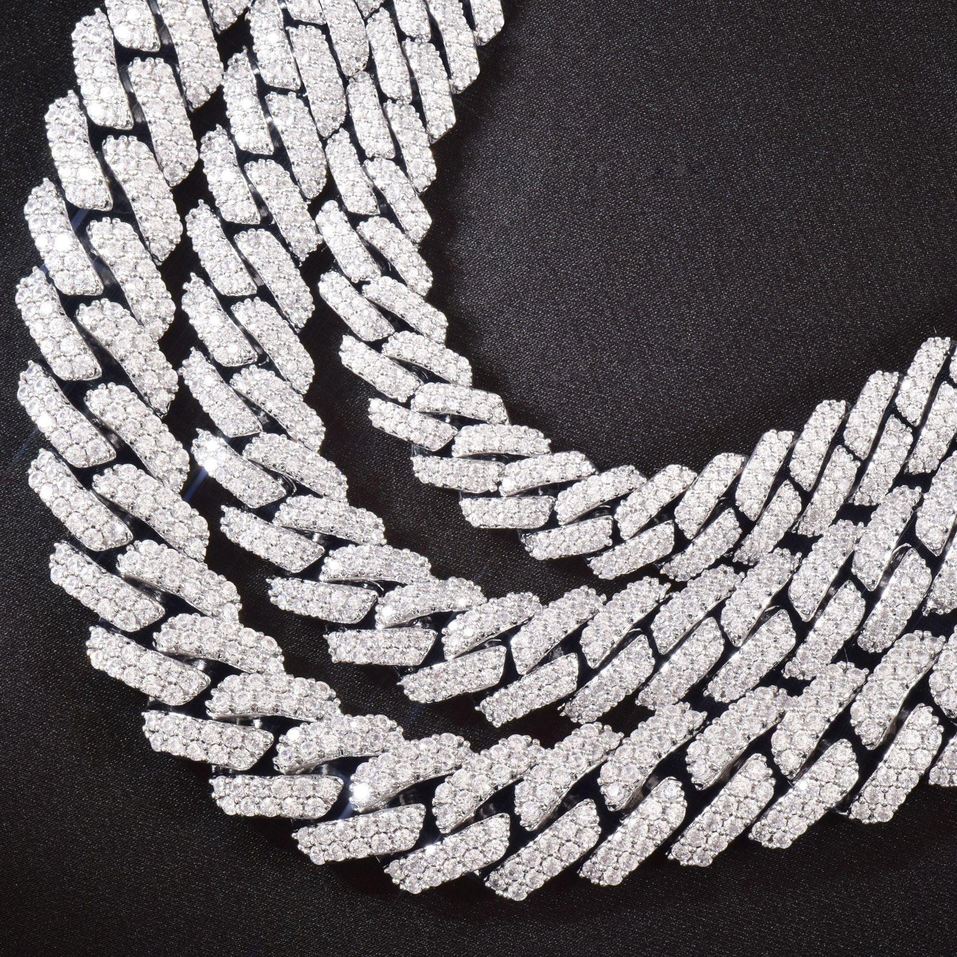 8mm 10mm 12mm Iced Out Double Row Cuban Chain Necklace for Men | Caratix Jewelry - CaratixJewelry