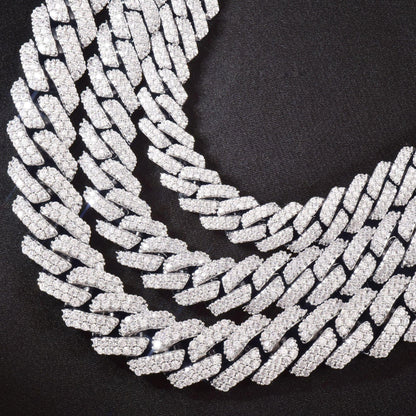 8mm 10mm 12mm Iced Out Double Row Cuban Chain Necklace for Men | Caratix Jewelry - CaratixJewelry