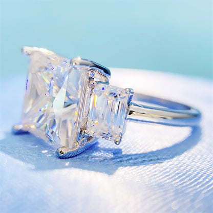 Massive 6 Carat Princess Cut Moissanite Ring S925 Silver | 10mm Square D VVS1 | Caratix