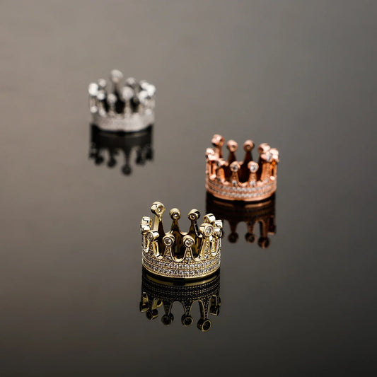 Sweet Japanese Crown Ring | Delicate Princess Tiara Pave Band | Caratix