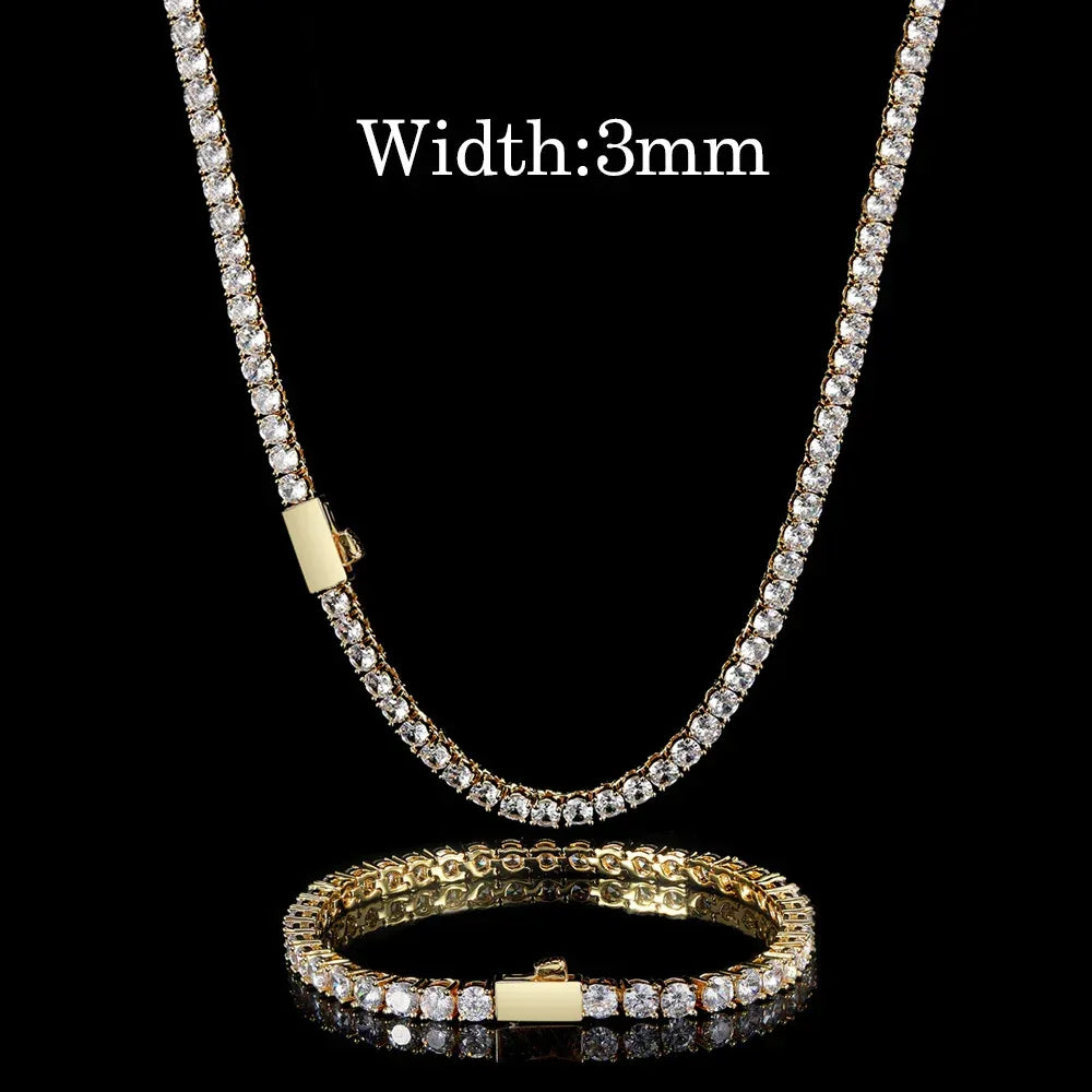Tennis Chain Zircon Hip Hop Necklace Rapper Iced Out Chain Style for Men | Caratix Jewelry - CaratixJewelry