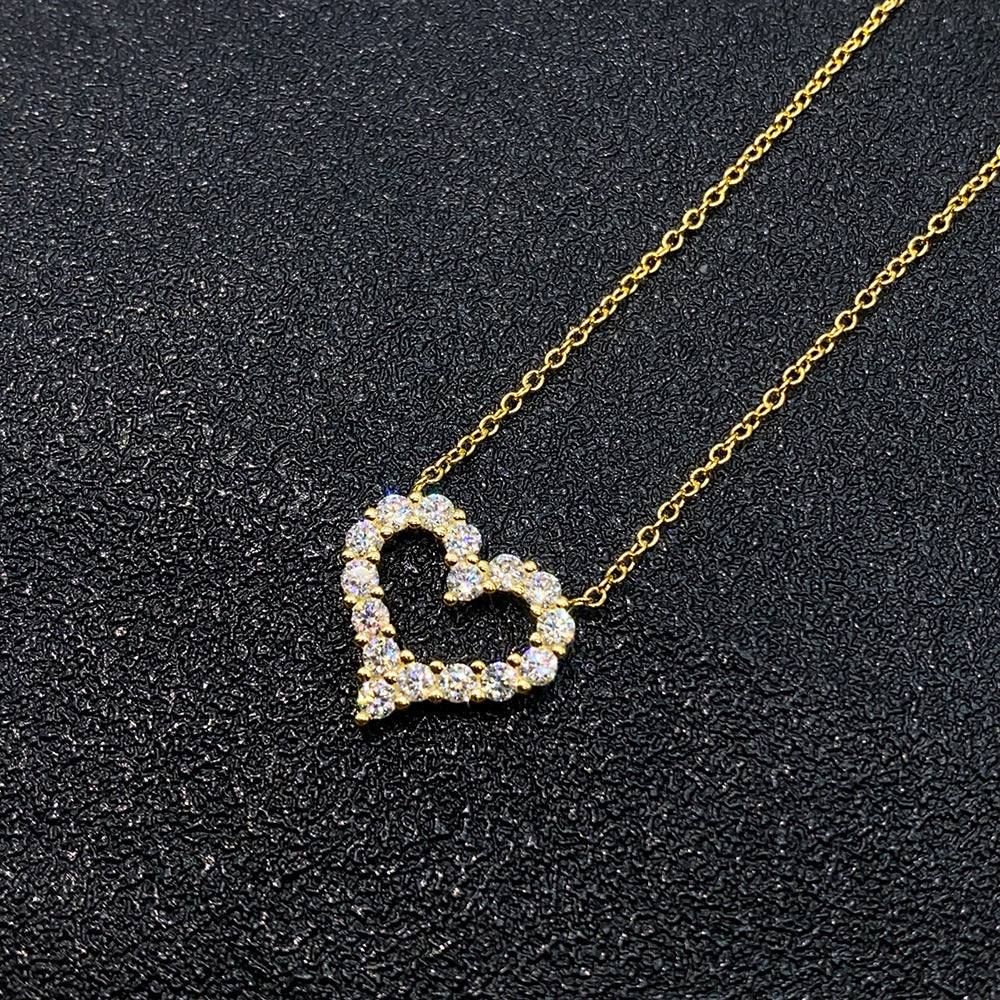 S925 Sterling Silver Heart Moissanite Necklace | D-Color Heart Cut Pendant | Caratix