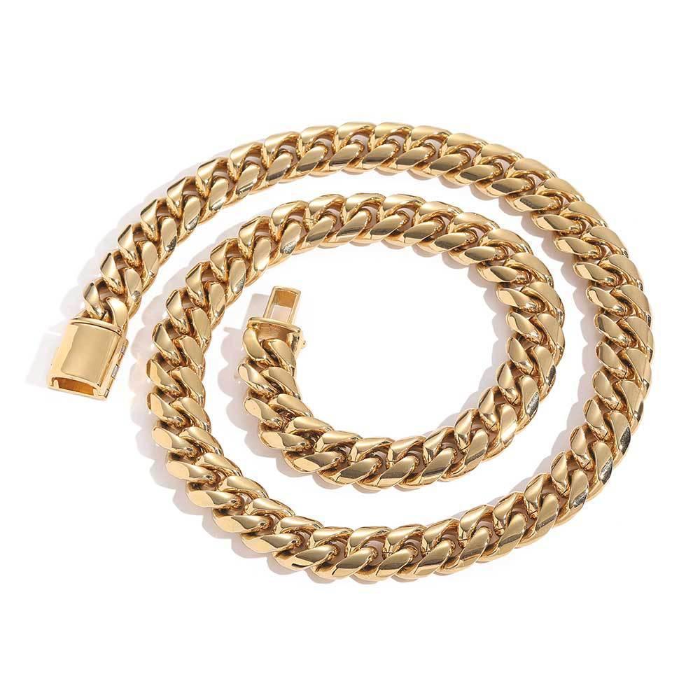 Stainless Steel Titanium Cuban Link Bracelet Polished Round Finish for Men | Caratix Jewelry - CaratixJewelry