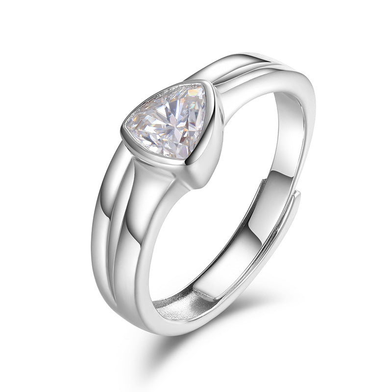Adjustable Triangle Moissanite Ring S925 Open Band | Caratix
