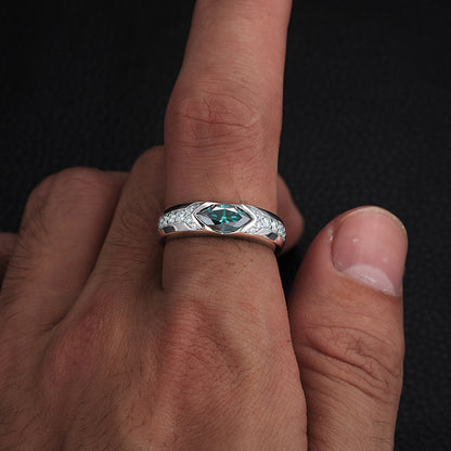 Green Moissanite All Seeing Eye S925 Protection Ring | Caratix