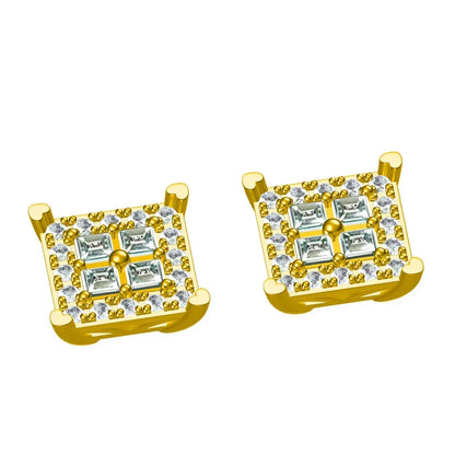 Iced Out Square Stud Earrings with Zircon | Trendy & Minimalist Hip Hop Jewelry | Caratix Jewelry - CaratixJewelry