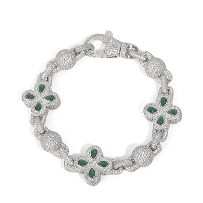 Multi-Color Clover Bubble Bracelet | Full Zircon Clasp 3D Ball Handpiece | Custom Rapper Chain Style | Caratix - CaratixJewelry