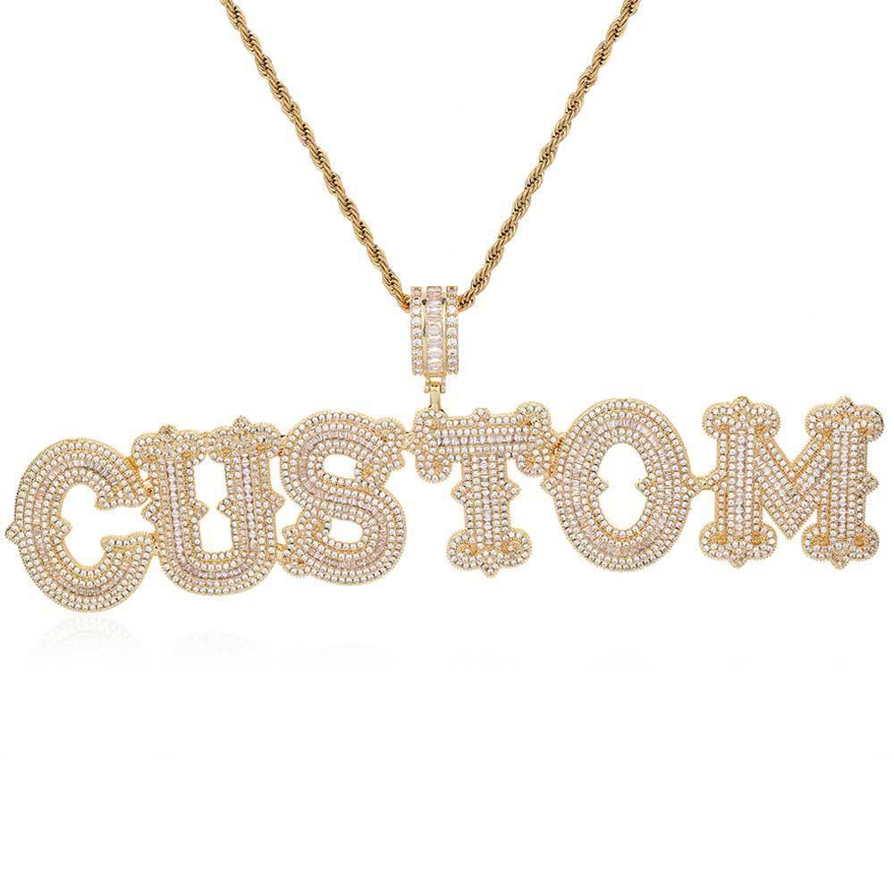 Iced-Out Letter Pendant Necklace with Spiked Design and Full Zircon Stones for Men | Caratix Jewelry - CaratixJewelry