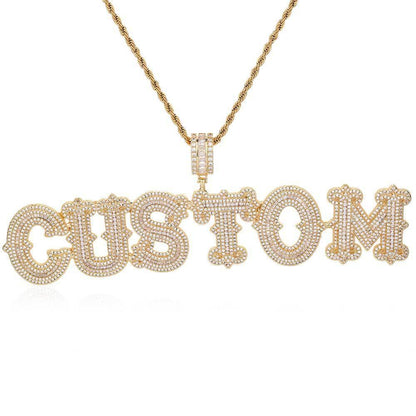 Iced-Out Letter Pendant Necklace with Spiked Design and Full Zircon Stones for Men | Caratix Jewelry - CaratixJewelry