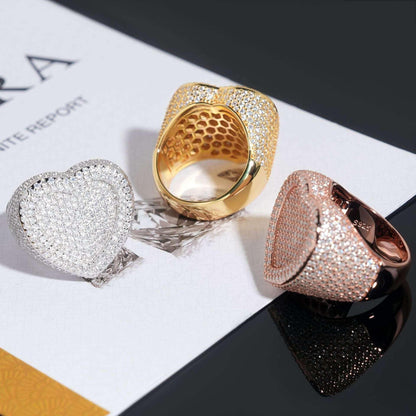D-Color VVS Heart Moissanite Ring | S925 Silver Unisex Iced Out Fashion Jewelry - CaratixJewelry