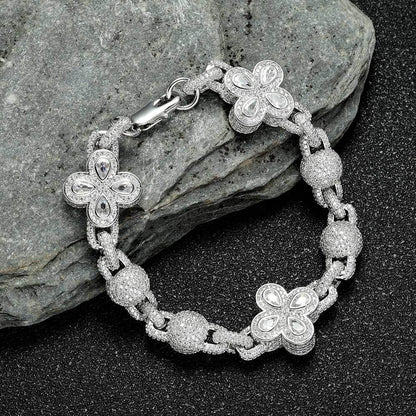 Iced-Out Bubble Bead Chain Bracelet with Zircon Stones for Men | Caratix Jewelry - CaratixJewelry