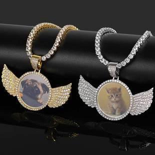 Custom Geometric Water Drop Photo Frame Pendant Necklace with Micro-Pave Zircon Stones | Caratix Jewelry - CaratixJewelry