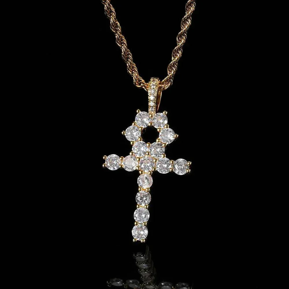 Custom Full Cross Pendant Necklace with Zircon Stones for Men | Caratix Jewelry - CaratixJewelry