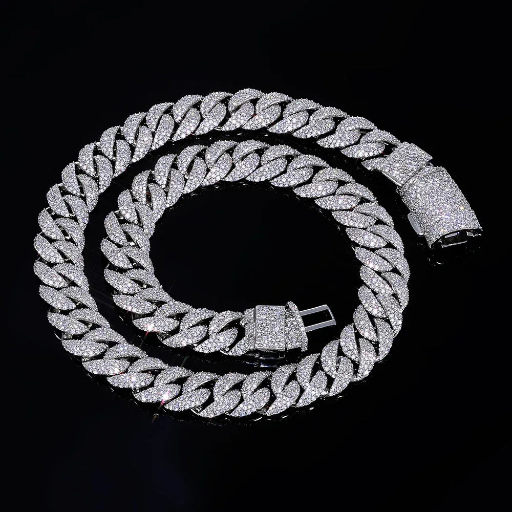 14mm Iced Out Cuban Chain Necklace Zircon Rapper - CaratixJewelry