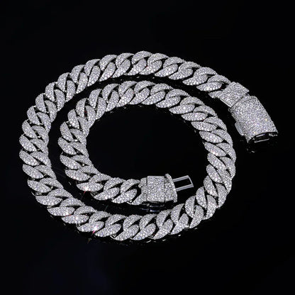 14mm Iced Out Cuban Chain Necklace Zircon Rapper - CaratixJewelry