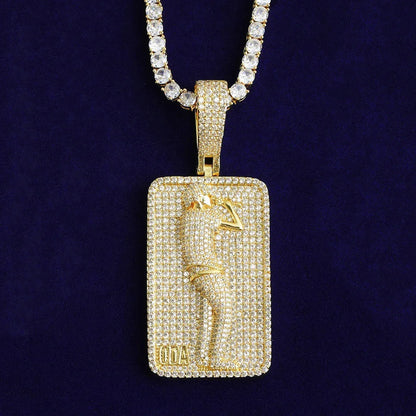 Iced Out Rapper with Microphone Pendant | Men's Real Copper CZ Performer Necklace - CaratixJewelry