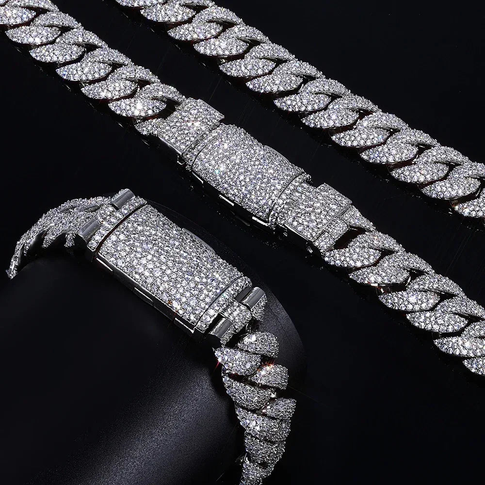 14mm Cuban Link Hip Hop Bracelet Rapper Iced Out Chain Style - CaratixJewelry