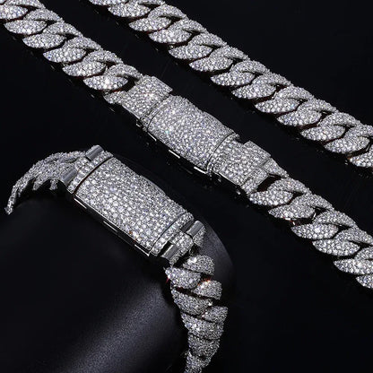 14mm Cuban Link Hip Hop Bracelet Rapper Iced Out Chain Style - CaratixJewelry