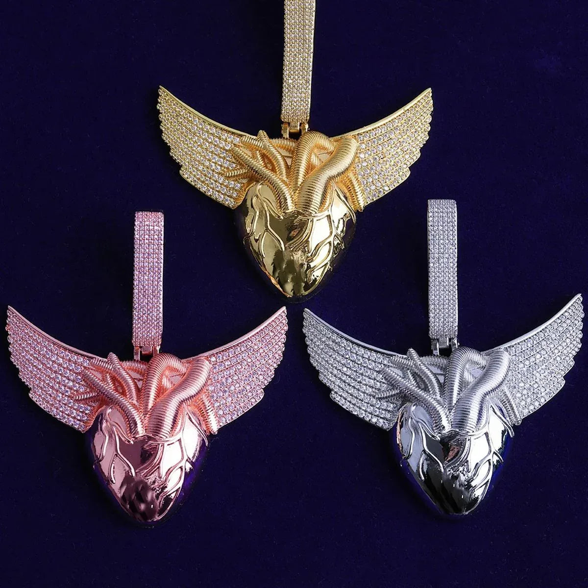 Men's "Freedom & Passion" Necklace | Premium Real Copper CZ Angel Wings - CaratixJewelry