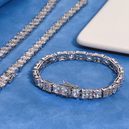 Custom 6.5mm Square & Round Mixed Tennis Bracelet | Secure Clasp Bling Jewelry | Caratix - CaratixJewelry