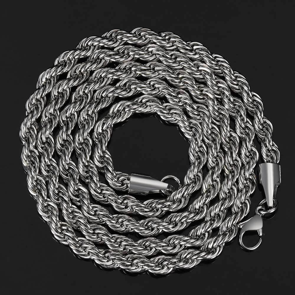 Stainless Steel Rope Chain Necklace 18K Gold Plated Unisex | Caratix Jewelry - CaratixJewelry