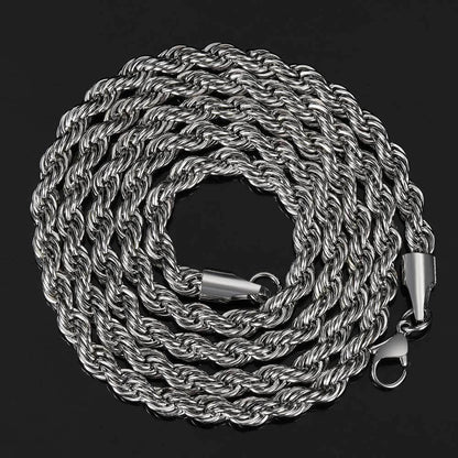 Stainless Steel Rope Chain Necklace 18K Gold Plated Unisex | Caratix Jewelry - CaratixJewelry