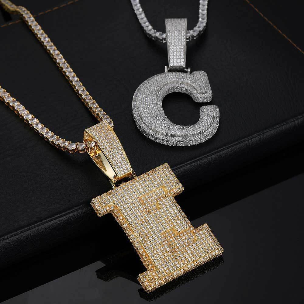 Letter Pendant Necklace with Copper Frame and Zircon Stones for Men | Caratix Jewelry - CaratixJewelry