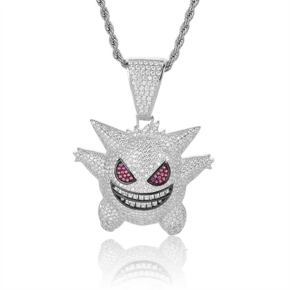 Petite Ghost Pendant Necklace with Micro-Pave Zircon and Gold Plating for Men | Caratix Jewelry - CaratixJewelry