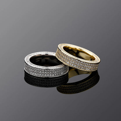 Men's Geometric Grid Iced Out Ring | Linear Split Pave Band | Caratix