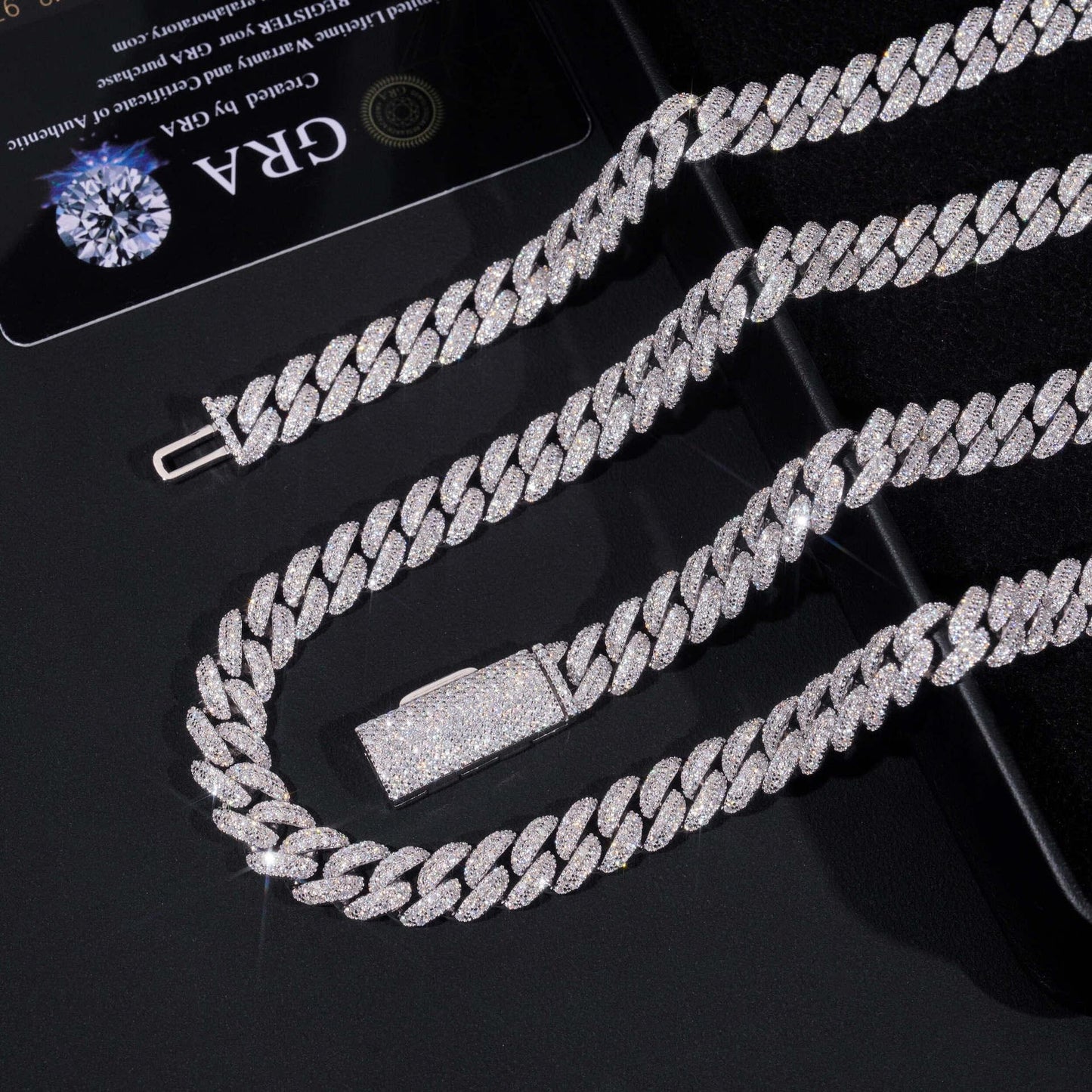 10mm Crescent Moissanite Cuban Link Chain – S925 Sterling Silver Iced-Out Hip Hop Streetwear Necklace - CaratixJewelry