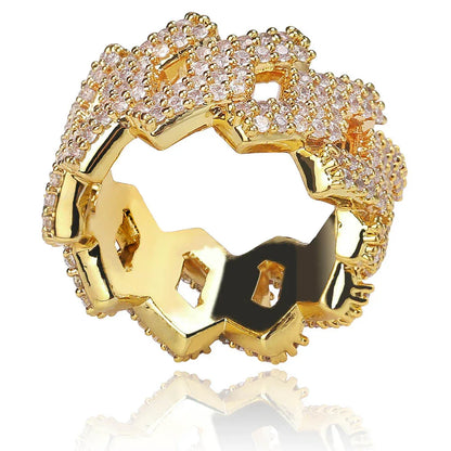 14mm Men's Iced Out Cuban Ring | Heavyweight Rapper Pave Band | Caratix