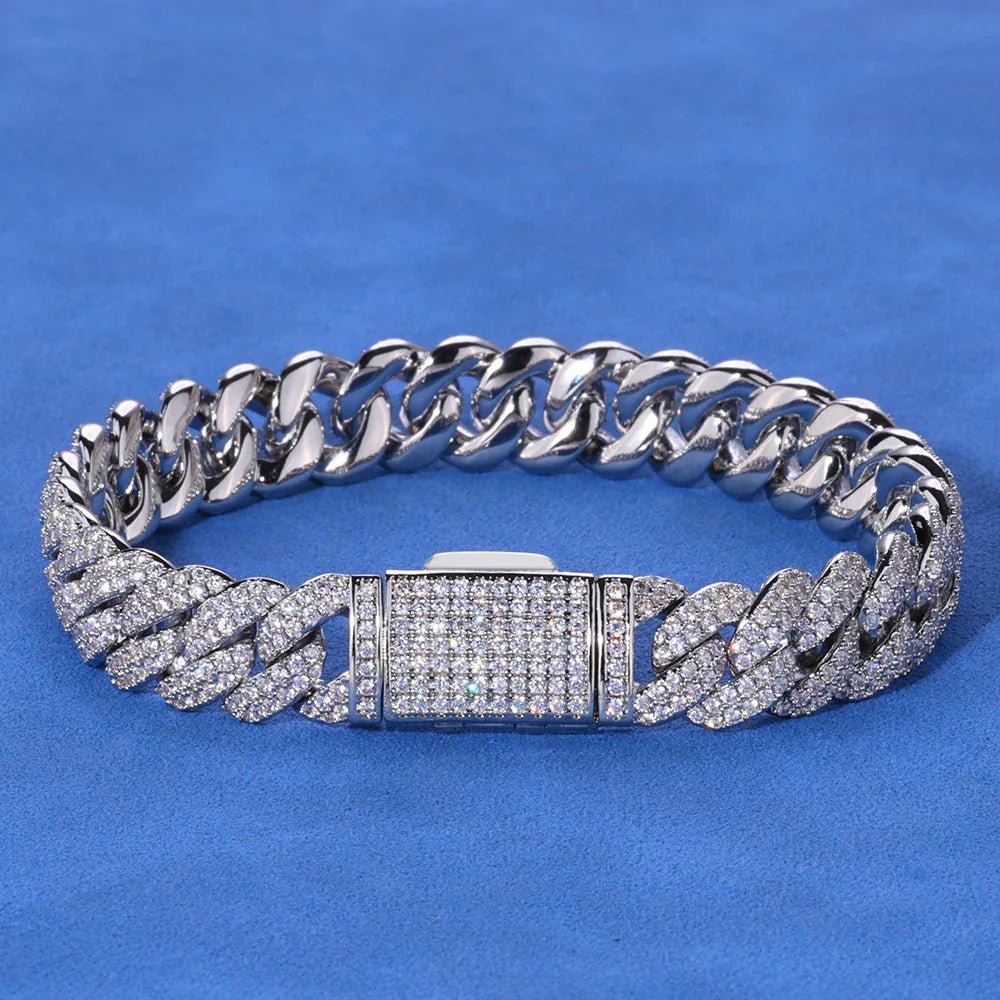 Custom 10mm S925 Silver Cuban Bracelet | Men's Luxury Iced Rapper Chain | Caratix - CaratixJewelry