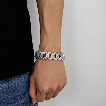 19mm Four Row Iced-Out Cuban Link Bracelet - CaratixJewelry