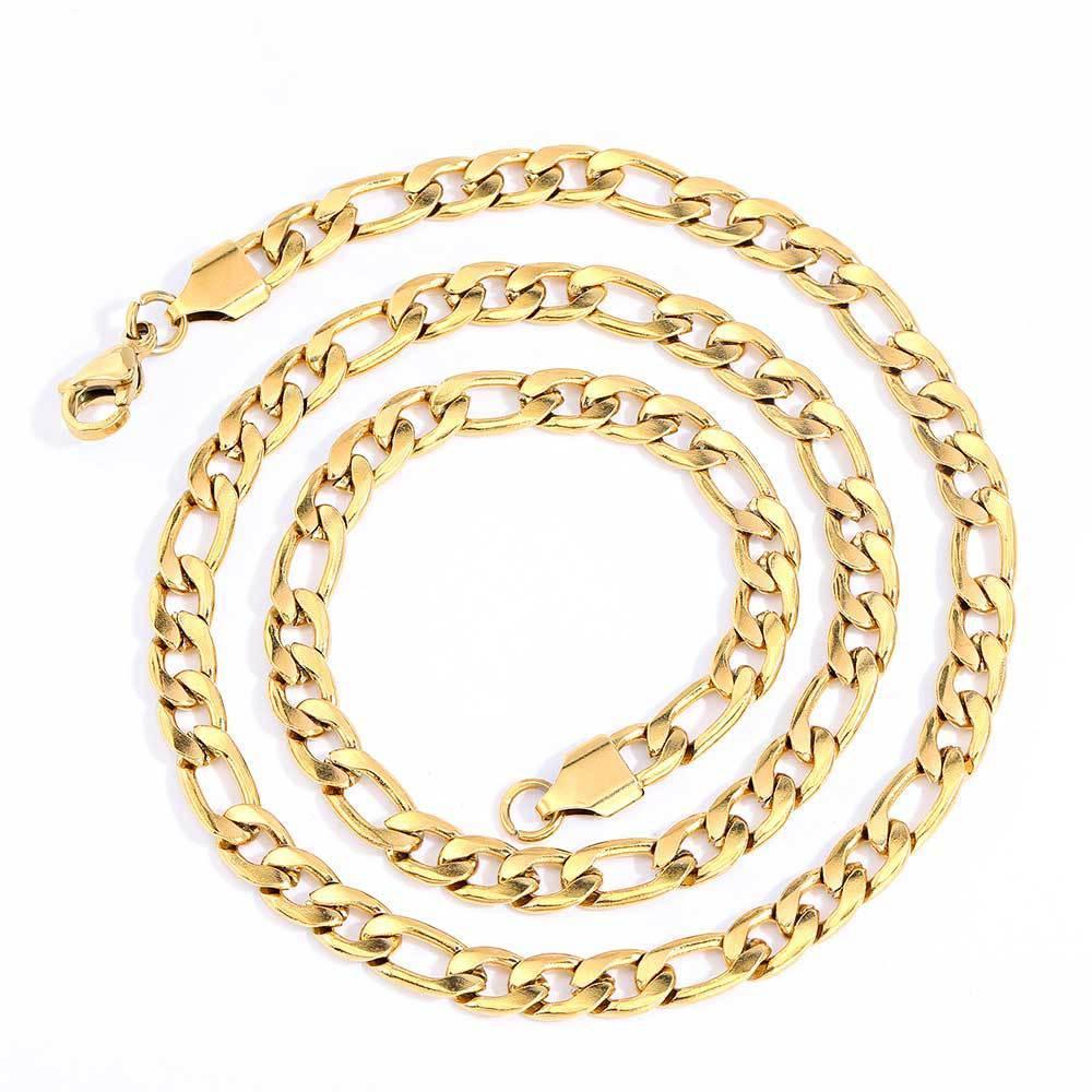 Lobster Clasp Stainless Steel Figaro Chain Necklace Titanium Steel for Men | Caratix Jewelry - CaratixJewelry