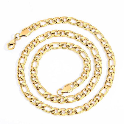 Lobster Clasp Stainless Steel Figaro Chain Necklace Titanium Steel for Men | Caratix Jewelry - CaratixJewelry