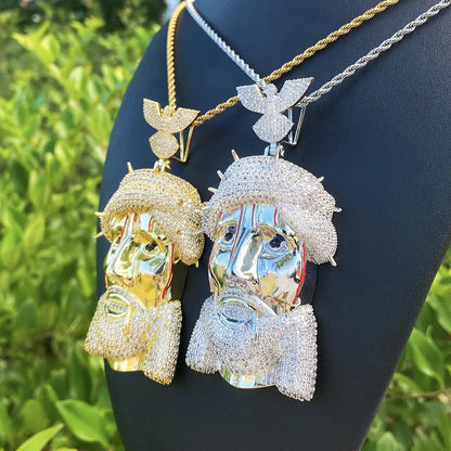 Luxury Oversized Jesus & Pigeon Pendant for Men | Hip Hop Iced Out Dove Medallion | Premium Copper CZ Jewelry | 2026 Senior Sense Bling | Caratix - CaratixJewelry