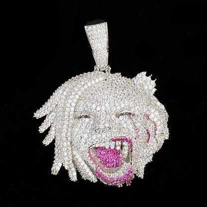 Iced Out Harley Quinn Pendant | Men's Real Copper CZ Necklace - CaratixJewelry