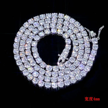 4mm Moissanite Tennis Chain Necklace for Women – S925 Sterling Silver Luxury Hip Hop Jewelry - CaratixJewelry