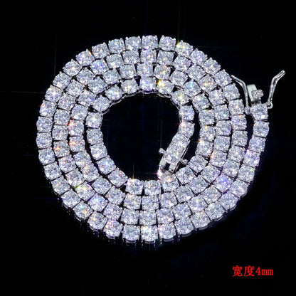 4mm Moissanite Tennis Chain Necklace for Women – S925 Sterling Silver Luxury Hip Hop Jewelry - CaratixJewelry