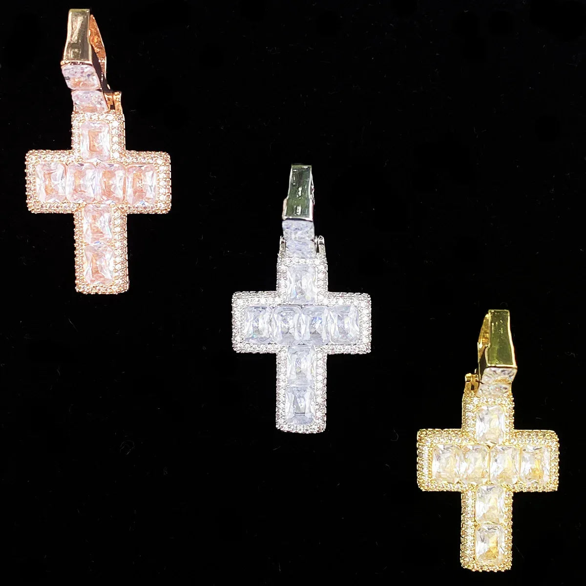 New Drop: Iced Out Mixed-Cut Cross Pendant | Men's Baguette & Round CZ Necklace - CaratixJewelry