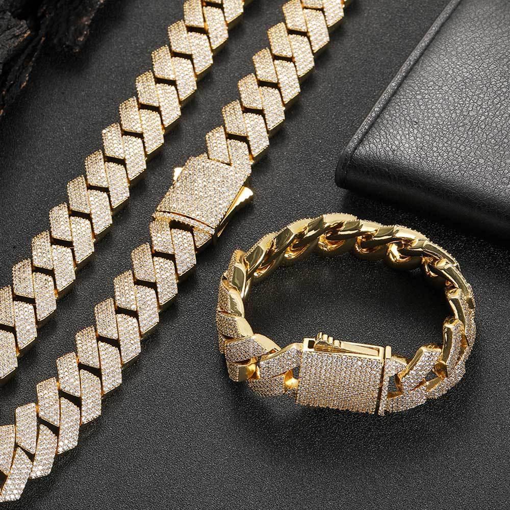 19mm Four Row Iced-Out Cuban Link Bracelet - CaratixJewelry