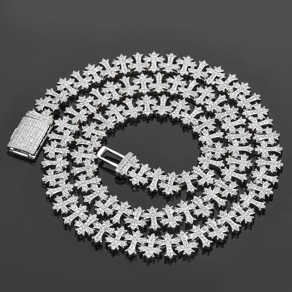 Cross Zircon Necklace with Maple Leaf Chain and Flip Clasp for Women | Caratix Jewelry - CaratixJewelry