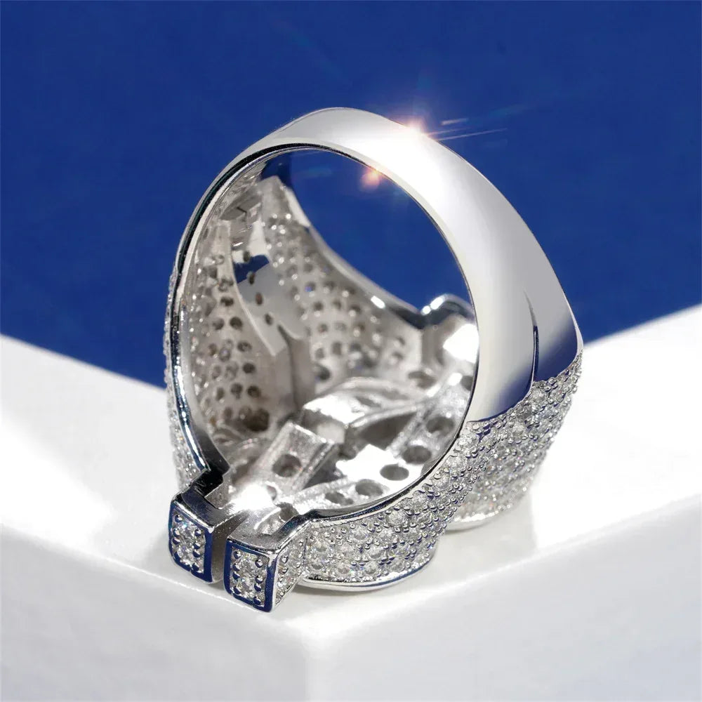 D-Color Moissanite Dollar Ring | S925 Silver Men’s Iced Out Hip Hop Jewelry - CaratixJewelry