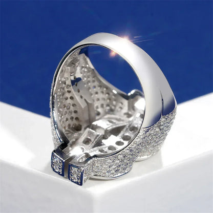 D-Color Moissanite Dollar Ring | S925 Silver Men’s Iced Out Hip Hop Jewelry - CaratixJewelry