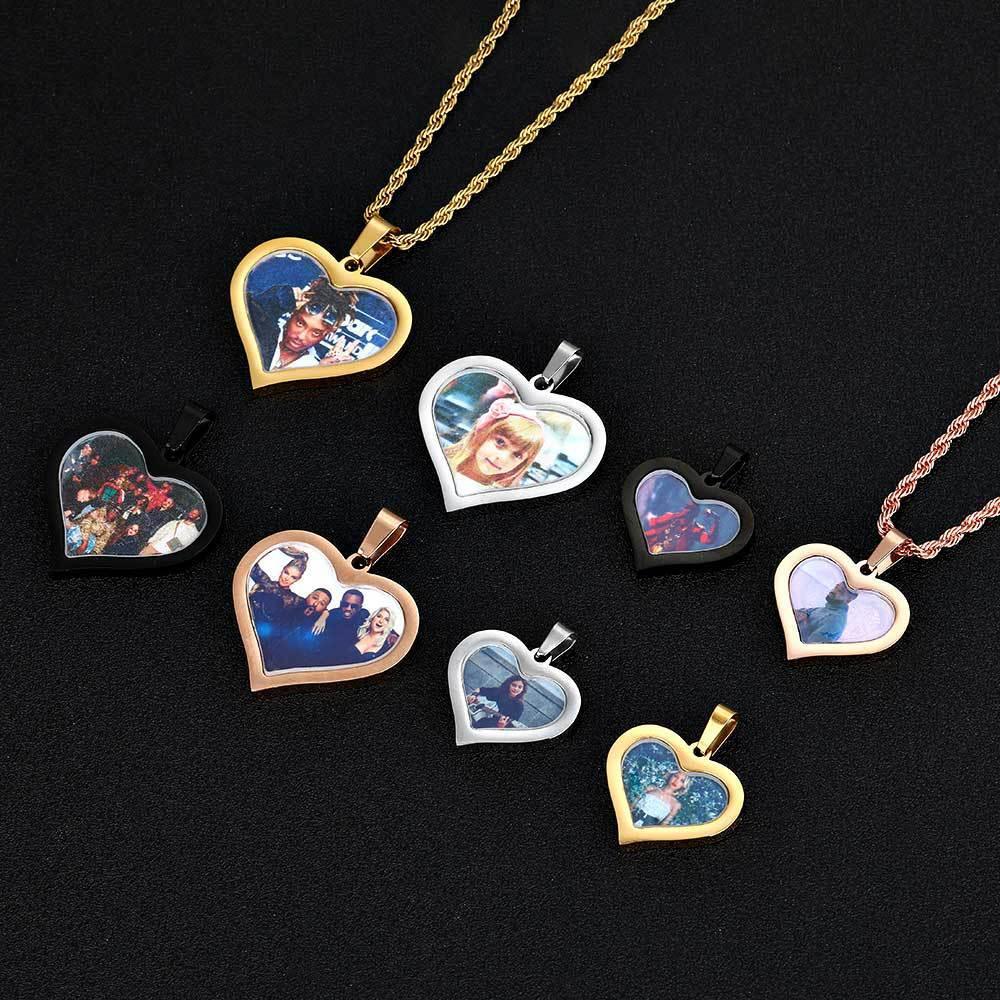 Custom DIY Stainless Steel Heart Photo Pendant Necklace for Men | Caratix Jewelry - CaratixJewelry