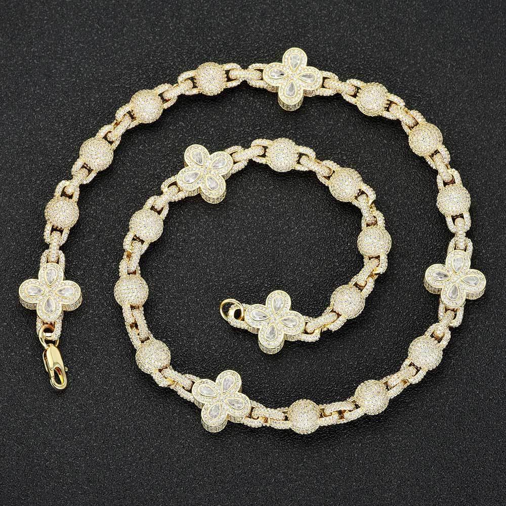 Iced Out Bubble Bead Chain Zircon Hip Hop Necklace for Men | Caratix Jewelry - CaratixJewelry