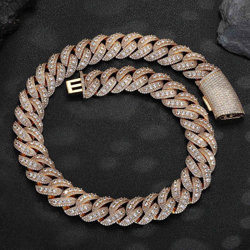 14mm Full Iced Out Bubble Cuban Set | Heavyweight Necklace & Bracelet Rapper Chain | Caratix - CaratixJewelry